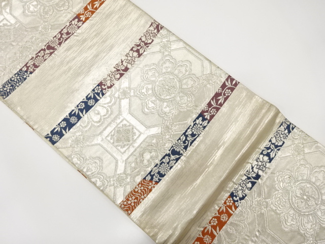 JAPANESE KIMONO / ANTIQUE FUKURO OBI / SILK / WOVEN FLOWER ARABESQUE